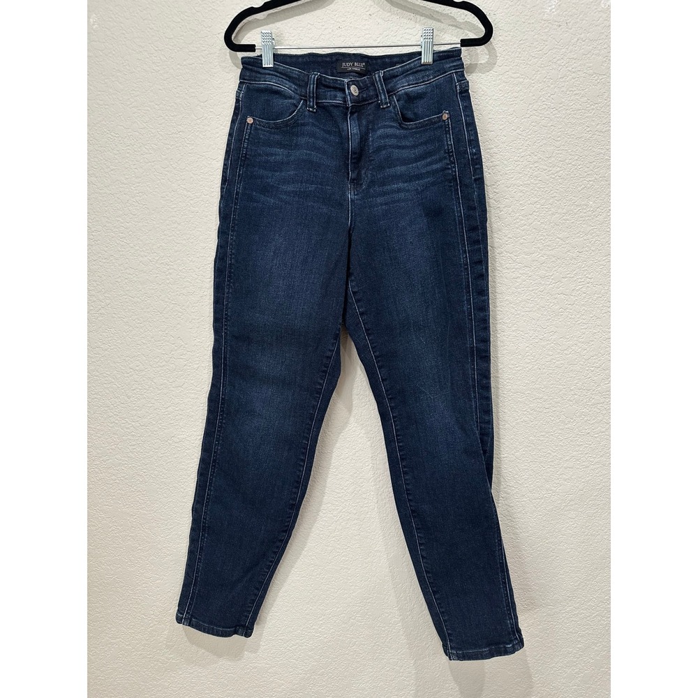 Judy Blue Dark Wash Boyfriend Jeans High Rise Denim Size 5 27 Indigo Relaxed Fit